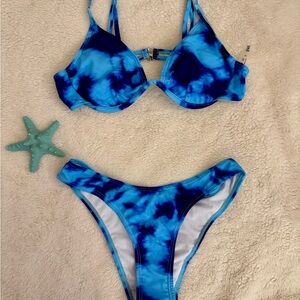 Blue Tie-Dye Bikini Set